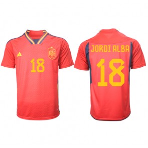 Spanien Jordi Alba #18 Hjemmebanetrøje VM 2022 Kort ærmer
